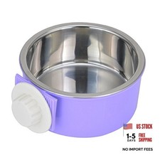 Crate Dog Bowl Removable Stainless Steel Water Food Feeder Bowls Small Purple