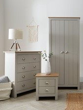 Atlanta 3 Piece Bedroom Set 2 Door Wardrobe 4 Drawer Chest & Bedside Grey Oak
