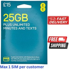 NEW EE Pay As You Go SIM Card - Unlimited PAYG