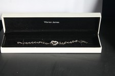 Warren James Swarovski Silver Bracelet Crystals Double Heart Entwined W/ Box
