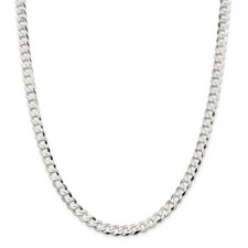 Sterling Silver 6.8mm Close Link Flat Curb Chain w/ Lobster Clasp 16" - 24"