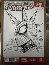 Spider-Punk Sketch Cover By Maria Wolf Amazing Spider-Man 1 Blank Comic Art