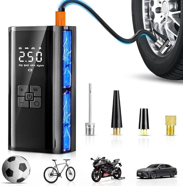 Compresor Aire Portátil, Inflador Ruedas Coche, 150PSI 12V 6000mAh Mini 