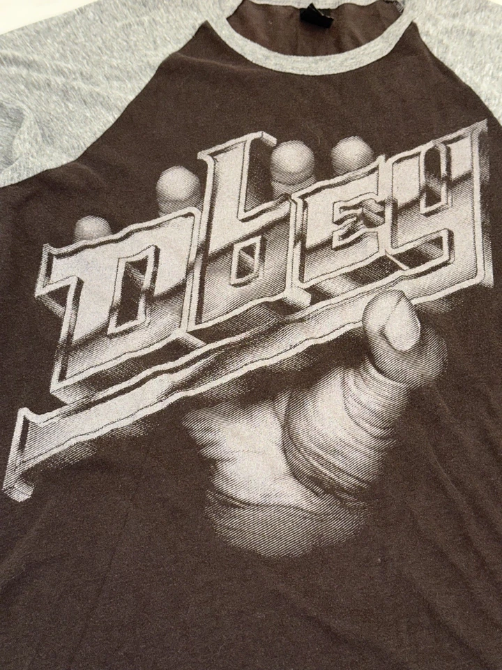 Vintage OBEY Made In USA Shirt Gray Large Single Stitch Skate Streetwear VTG Y2K - Image 2 of 4