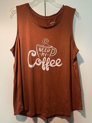 Apt. 9 Women s Rust Orange Graphic Tank - ''Need My Coffee'' Size L