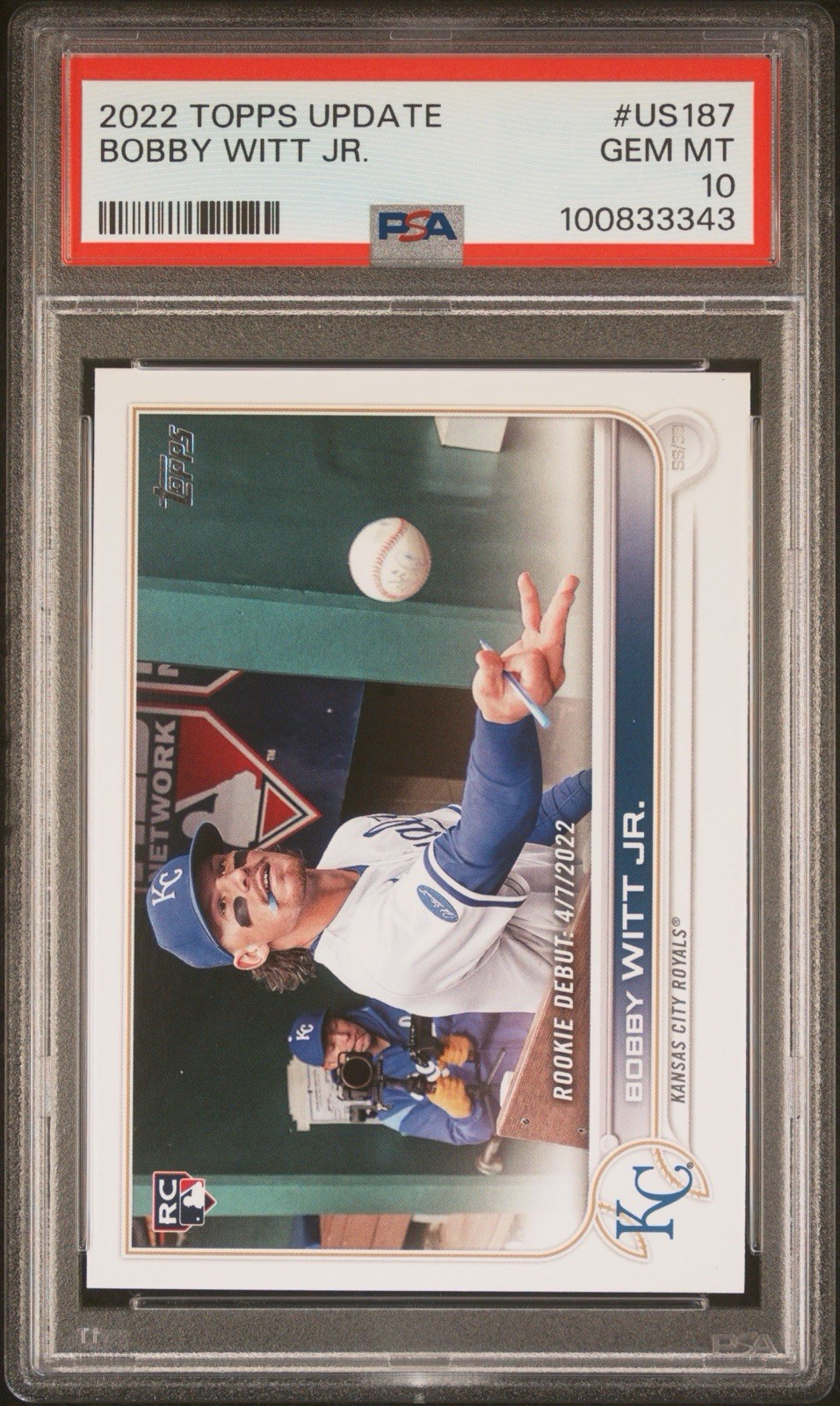 2022 TOPPS UPDATE #US187 BOBBY WITT JR. PSA 10