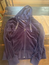 Y2K Style & Co Sport Pełny zamek Bluza z kapturem Welur Granatowa Stras Damska XL