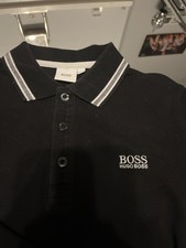 Hugo Boss Boys Black Polo Shirt Age 10 138cm Logo Short Sleeve Designer