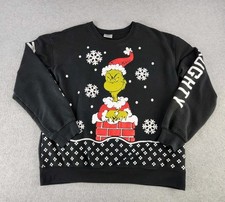 Grinch Holiday Sweatshirt Womens XL Christmas Naughty Winter Crew Neck Shirt
