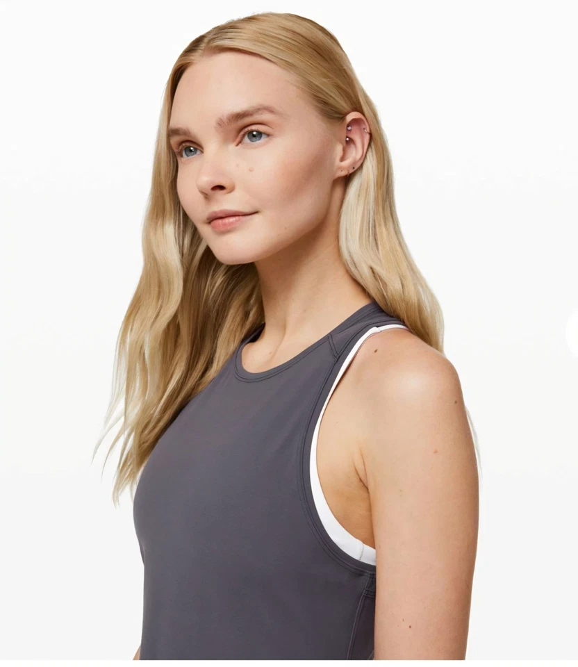 Usado en Excelente Condición Lululemon Get Going Maxi Vestido sin Mangas Moonwalk Gris Talla 10 Foto 2 de 4