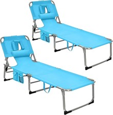 Tanning Chair, Folding Beach Lounr with Face Arm Hole, Adjustable