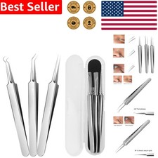 Professional 3-Piece Blackhead Tweezers Set - Stainless Steel Precision Tools