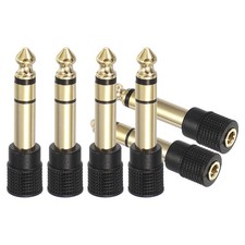 6Pcs TRS6.35mm Male to 3.5mm Female Zinc Alloy Adapter, Gold Interface