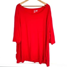 Terra Sky Plus Tunic Women's 4X Red 3/4 Sleeve Boat Neck Pullover Shirt Top