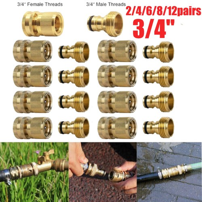 #ad 3 4quot;Garden Hose Quick Connector Water SOLID BRASS Female Male Connect Set US $48.99