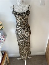 Modern Woman Size 10 Full Length Sheer Leopard Print Dress Stretch Body Con