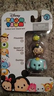 Vinyl Tsum Tsum Series 2 Stackers 3 Pack Dumbo Queen of Hearts Flounder Jakks