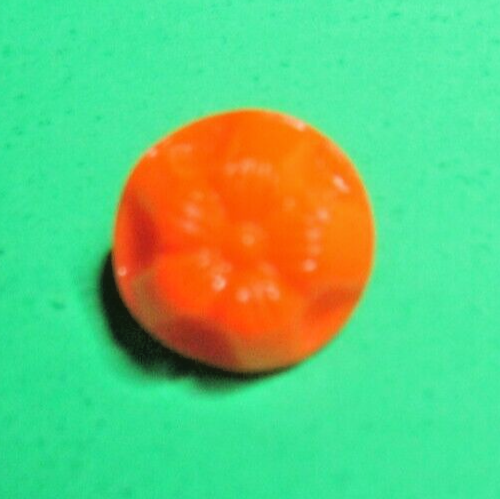 ANT/VTG 3/16" FLORAL "BUNDT CAKE" ORANGE GLASS DIMINUTIVE SHANK BUTTON-W415 - Picture 1 of 3