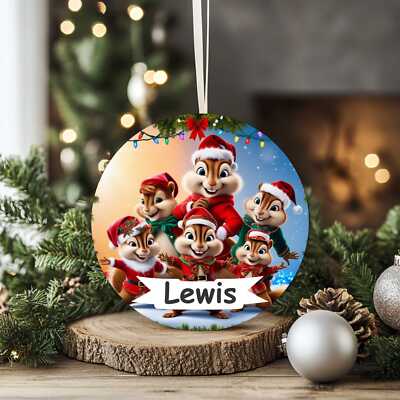 Personalisierte Chipmunk Weihnachtskugel bedruckt Acryl Geschenkanhänger eh321