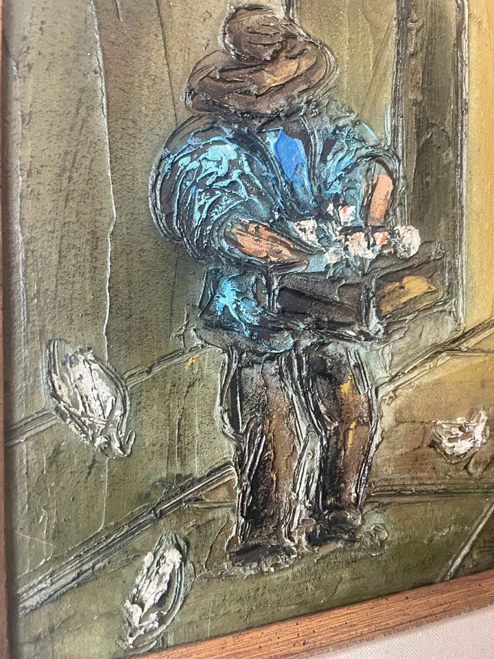 PINTURA AL ÓLEO ABSTRACTA MODERNA ETTA BENJAMIN CIEN AÑOS 60 EXPRESIONISTA VINTAGE Foto 2 de 4