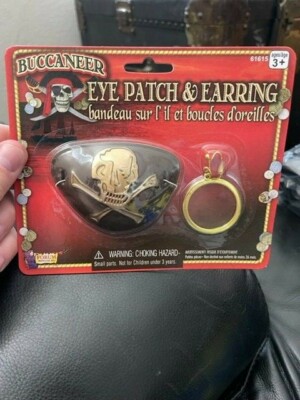 Buccaneer Eye Patch & Earring Brown & Gold New by Forum 61615 New!!!