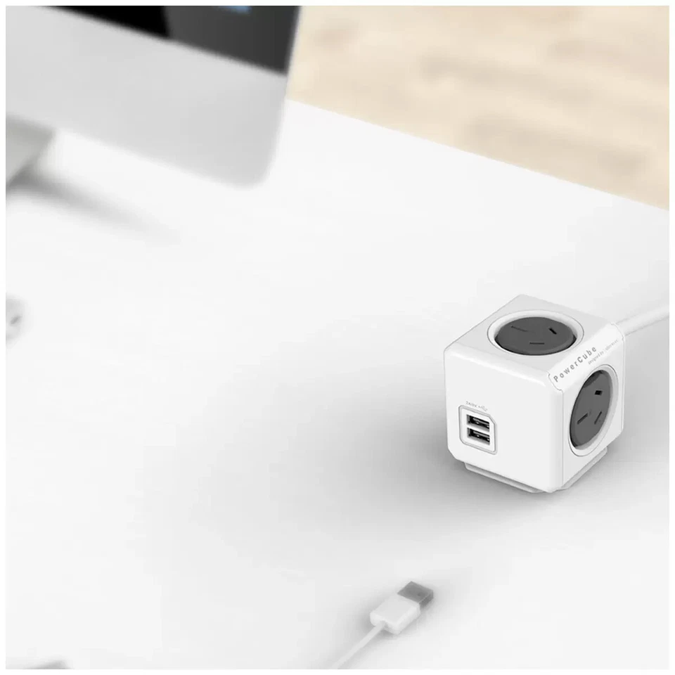 Allocacoc PowerCube Extended 4 Power Outlets and 2 USB Ports Charging Board 2pk - Image 3 of 4