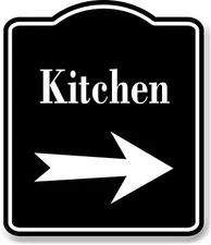 Kitchen Right Arrow BLACK Aluminum Composite Sign