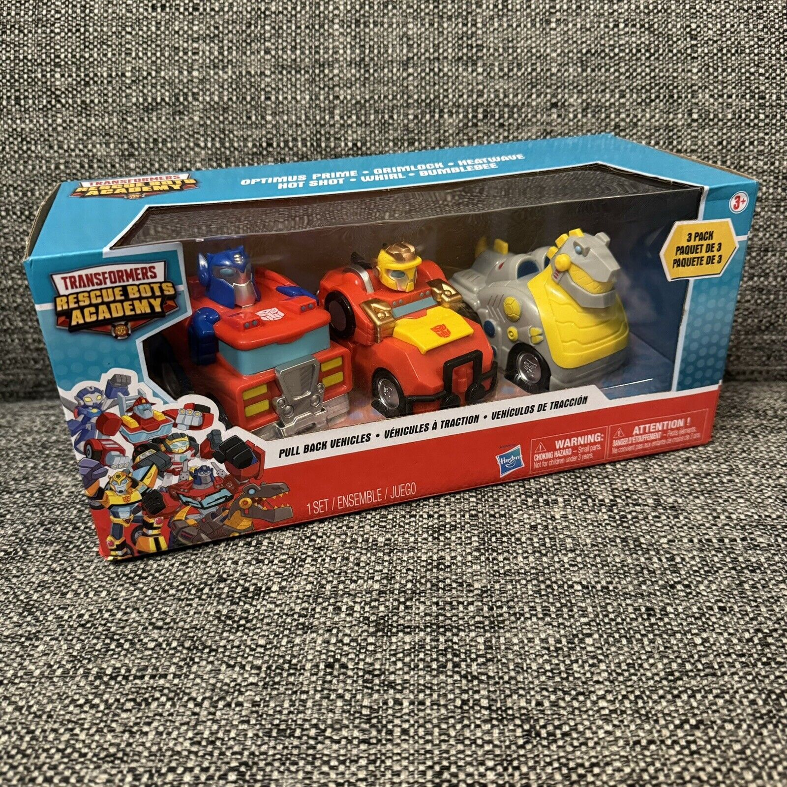 Transformers Rescue Bots Academy Pull Back Set Of 3 Optimus Prime Kid Toys New