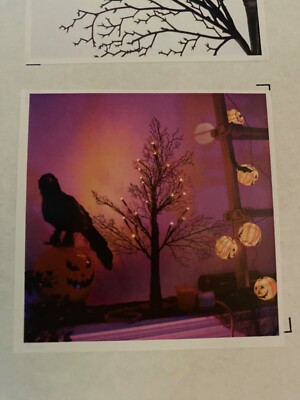 Ikea KUSTFYR Halloween Tree Black Table Lamp Orange LED lights 005.603.17 NIB