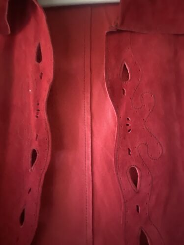 Red Leather Vest Womens Large Western Rodeo Ranch Fall Coldwater Creek Vintage - Picture 3 of 6