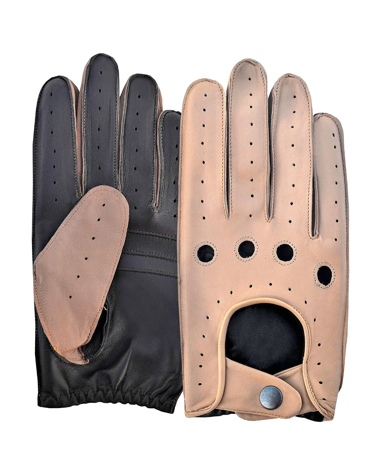 Unisex Adults HIGH QUALITY Real Leather Knuckle Hole Perforated Driving Gloves