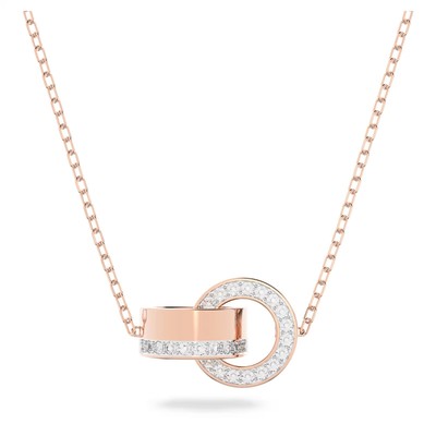 SWAR0VSKI Dextera Hollow pendant Interlocking loop Rose gold-plated 5636496