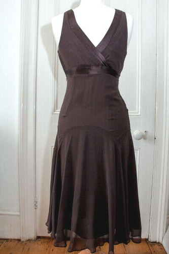 TED BAKER Size1 GORGEOUS SILK CHIFFON DRESS DARK C