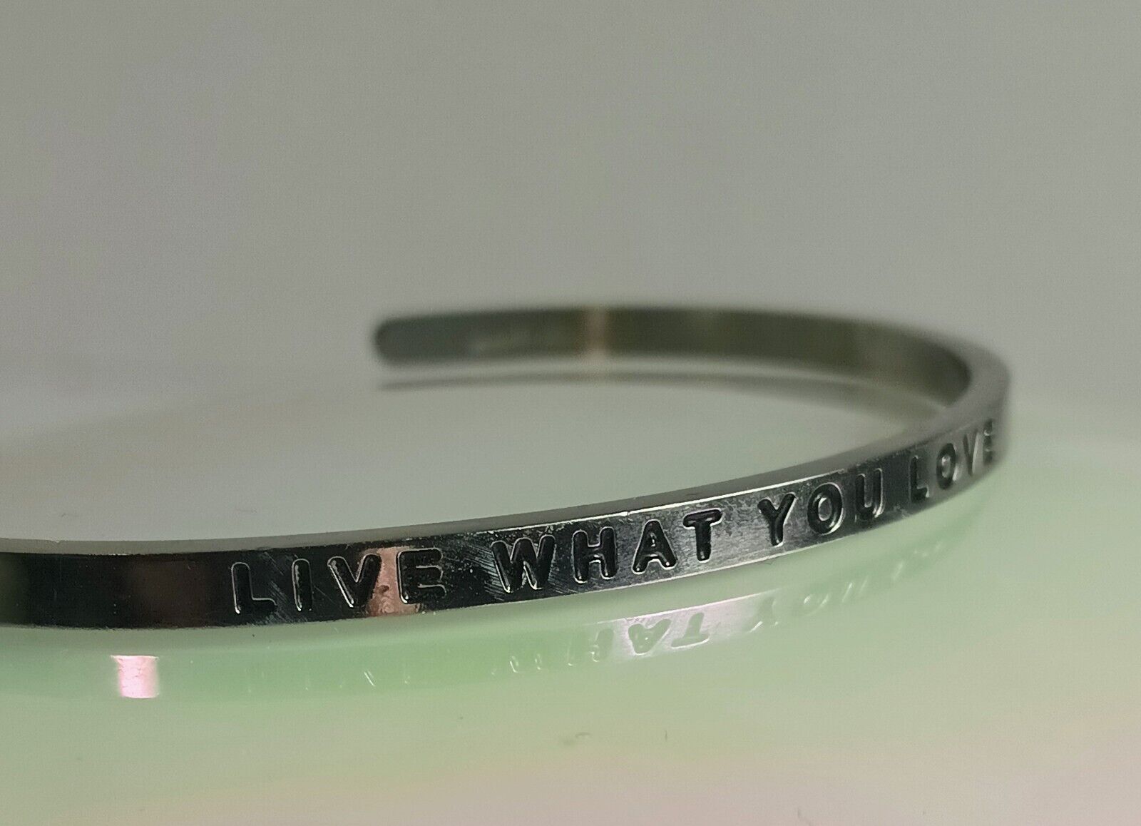 Mantra Live What You Love Silver Quote Cuff Brace… - image 4