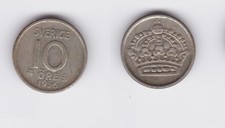 10 &Ouml;re Silber M&uuml;nze Schweden 1956 (118615)