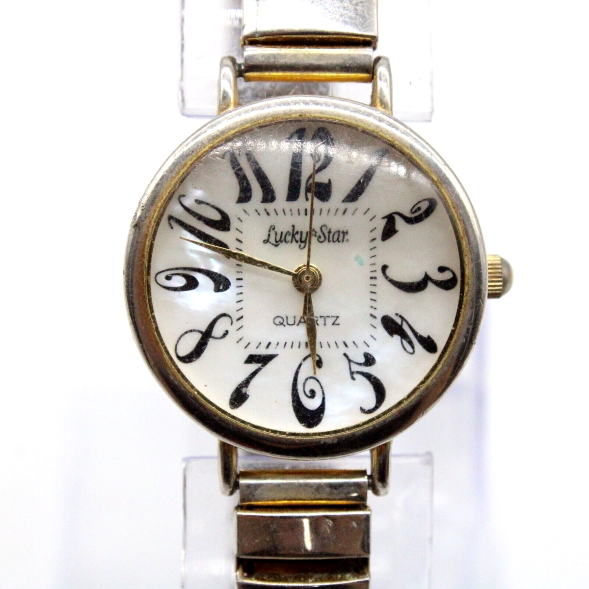 Vintage Lucky Star Watch Womens Retro Gold Tone Stainless 