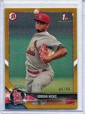 2018 Bowman Gold Paper Jordan Hicks 1st Bowman 6/50