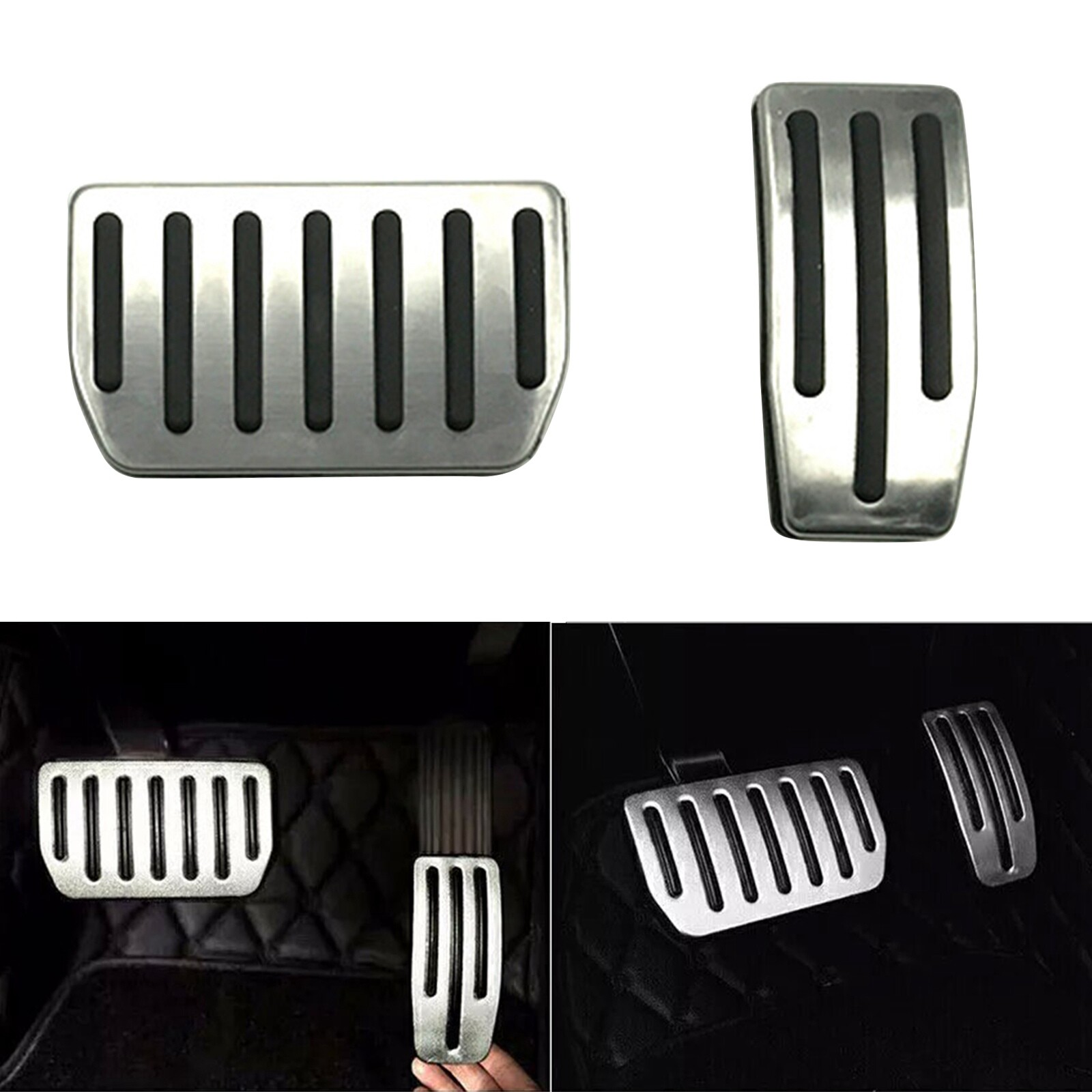No Drill Steel Brake Gas Pedal Cover Pad Cap Accessories Kit For Tesla Model S X