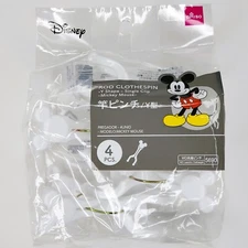 Mickey Mouse Rod Clothespins White Disney Daiso Japan Japanese 4 Count Y Shape