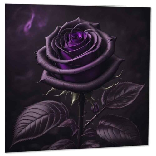 Gothic Anniversary Card Black Purple Rose Goth Valentines Day Cards  145 x 145mm - Afbeelding 1 van 6