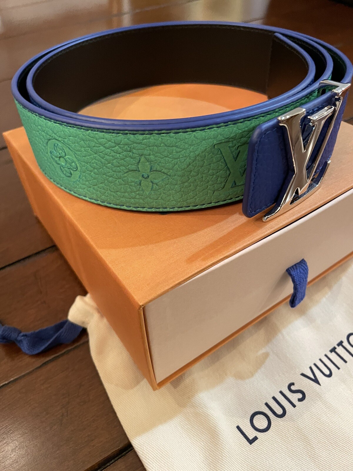 Louis Vuitton Blue & Green Illusion Monogram Belt