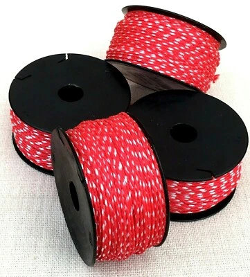 4 X BRICK LINE BRAIDED Red White Flecked 50m 164ft Nylon Bricklayer Mason String