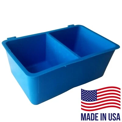 SHIFT-LOCK 50 Pack of Blue Divided 1 Pint / 16 fl oz Hanging Feed & Water Cage Cups Chicken