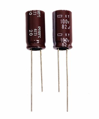 20pc Electrolytic Capacitor KY 82uF 100V +105  7000hr Nippon Chemi-Con 10x20mm