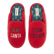 Dearfoams Cozy Comfort Women's Sherpa Christmas Santa Slippers 7-8 Medium 155