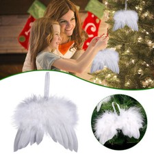 White Angel Wings Christmas Feather Baubles XMAS Tree Hanging Ornament Decor ET