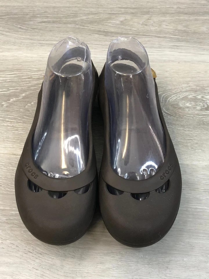 Crocs Jayna Womens Ballet Flat Brown Rubber Slip On Casual Comfort Shoes - Image 2 of 4