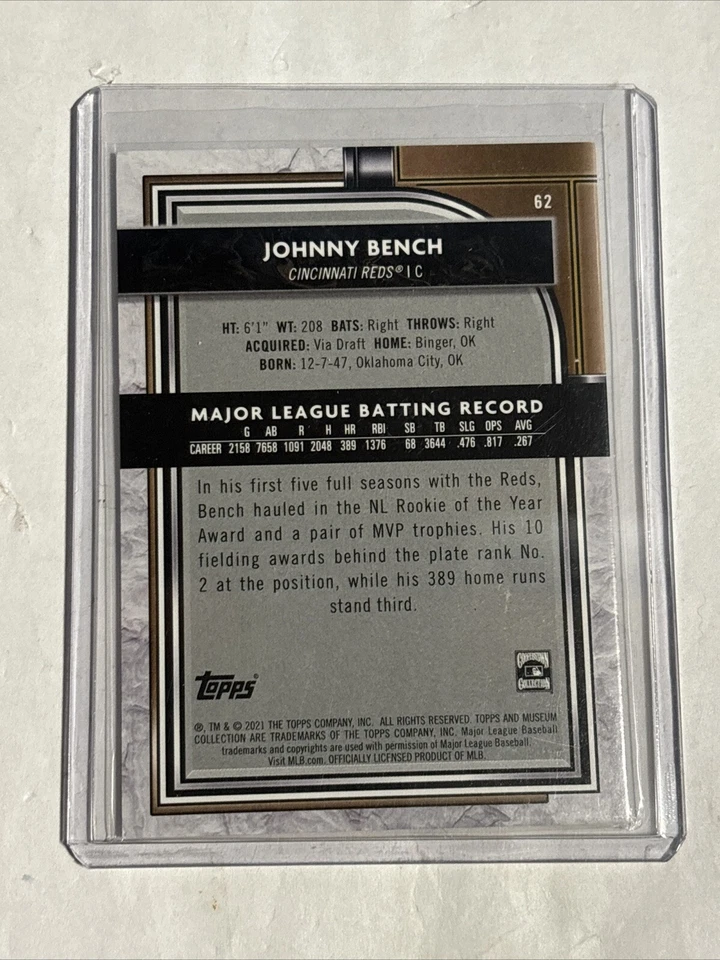 JOHNNY BENCH 2021 TOPPS MUSEUM COLLECTION PHILLIES - Image 2 of 2