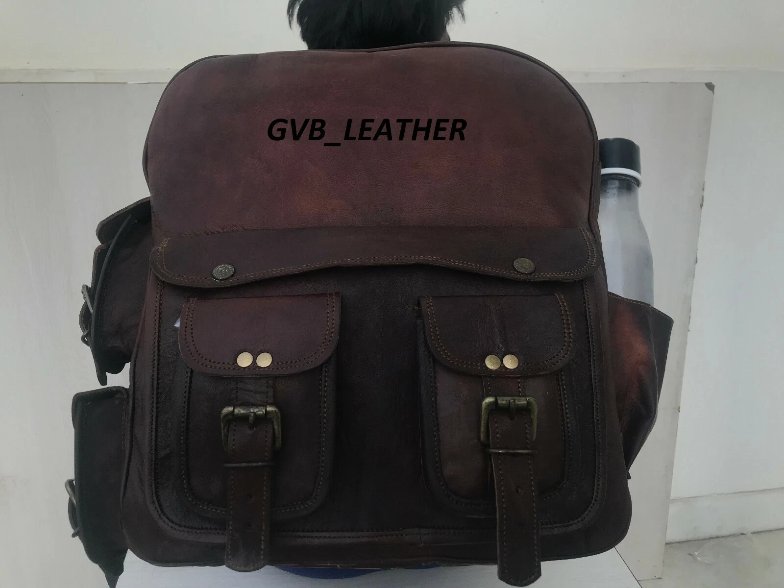 Men's Leather Backpack Laptop Weekend Luggage Hiking Travel Camping Carry On Bag
Opens in a new wind
