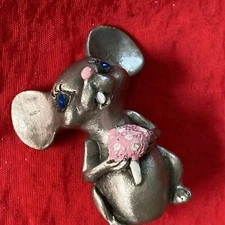 Hudson Fine Pewter Figurine 1982  Mouse With Mushroom USA 2” Size
